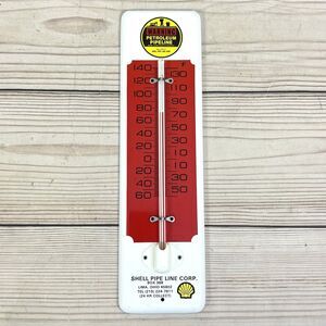 Vintage Shell Pipeline Corp Warning Thermometer 11.5" Metal Advertising Sign USA